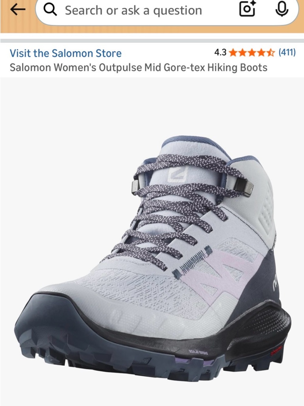Salomon Women's Lace-Up Mid Hiking Boots in Light Purple and Dark Blue